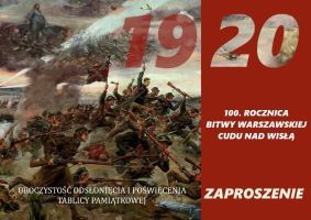 Odsłonięcie i poświęcenie tablicy pamiątkowej z okazji 100. rocznicy Bitwy Warszawskiej -1920