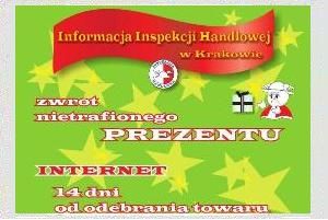Komunikat prasowy Inspekcji Handlowej w Krakowie w sprawie skierowanej do Konsumentów akcji informacyjno-edukacyjnej, dotyczącej prawa do zwrotu pełnowartościowego towaru