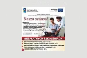 Bezpłatne szkolenia zawodowe w ramach projektu „Nasza szansa!”