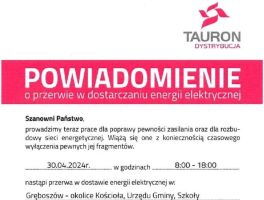 Powiadomienie o przerwie w dostawie energii elektrycznej miniatura