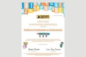 Publiczne Przedszkole w Gręboszowie wyróżnione w Ogólnopolskim Programie 