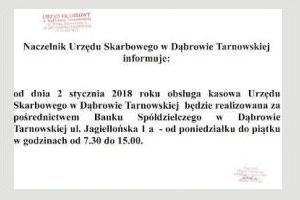 Naczelnik Urzędu Skarbowego w Dąbrowie Tarnowskiej informuje