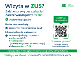 Plakat zmiana organizacji obsługi klientów w placówkach ZUS miniatura