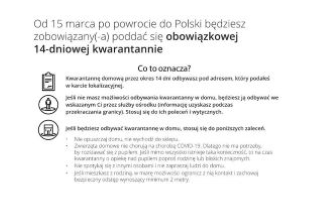 Od 15 marca po powrocie do Polski będziesz zobowiązany(-a) poddać się obowiązkowej 14 dniowej kwarantannie