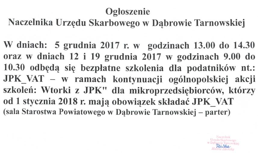 files/pliki/aktualnosci/2017/12grudzien/Ogloszenie Naczelnika Urzedu Skarbowego w Dabrowie Tarnowskiej/Plakat.JPG