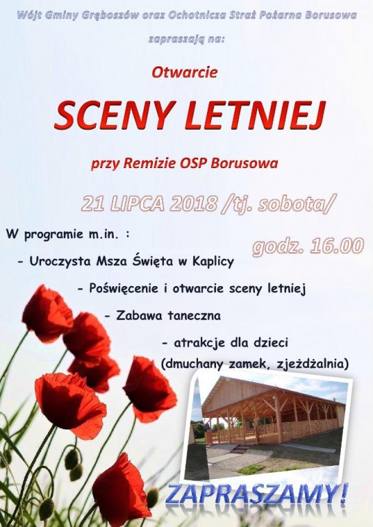 files/pliki/aktualnosci/2018/07lipiec/Otwarcie Sceny Letniej przy Remizie OSP Borusowa/plakat czerw_1.jpg