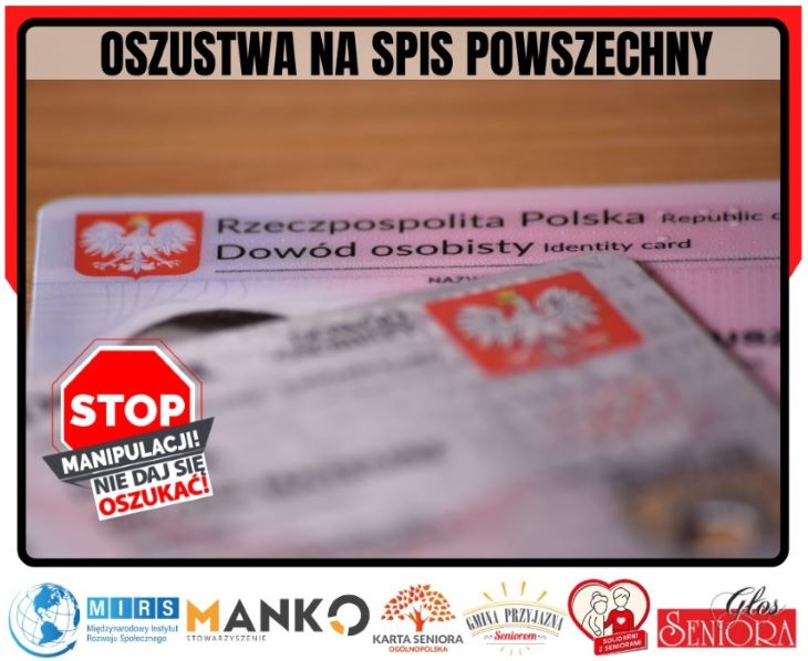 Plakat Głos Seniora - Ostrzegaj razem z nami przed oszustwami na spis powszechny