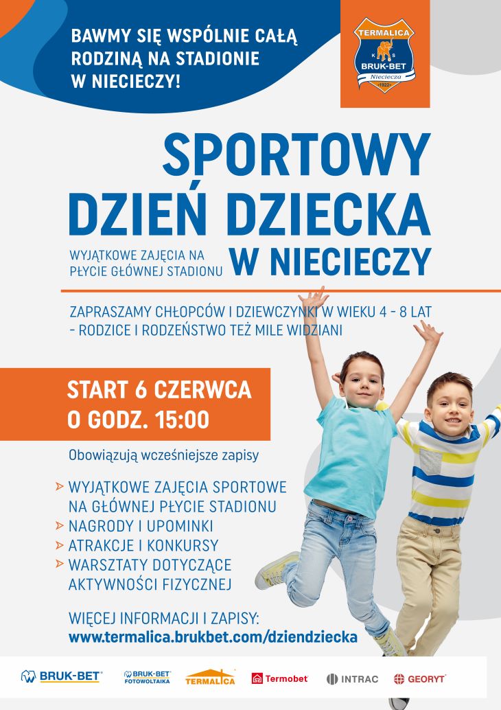 Plakat Sportowy Dzień Dziecka na Stadionie w Niecieczy!