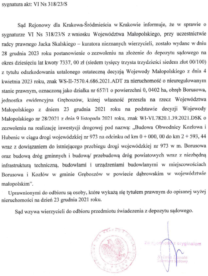Ogłoszenie 318