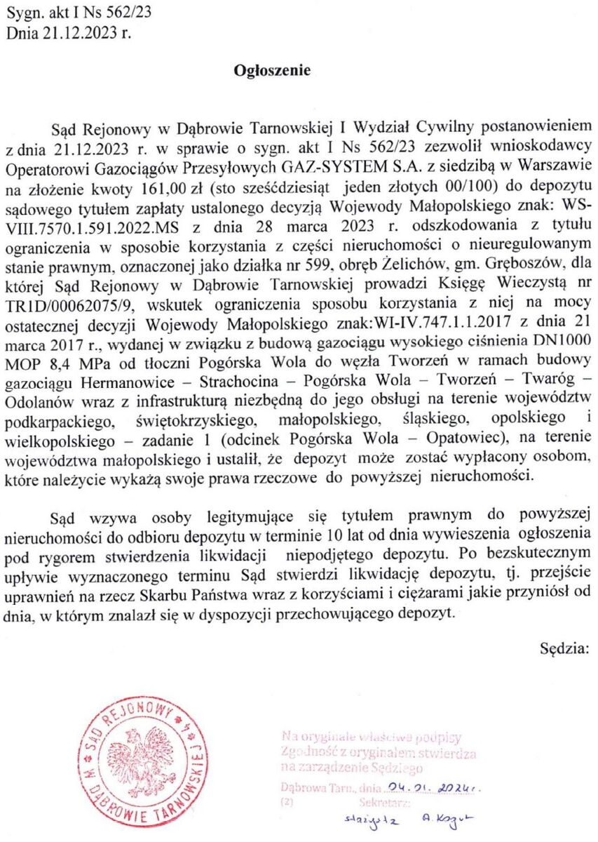 Ogłoszenie 562
