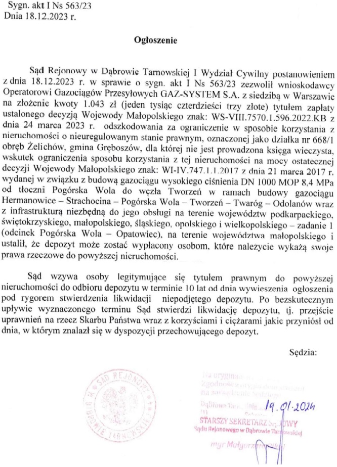 Ogłoszenie 563
