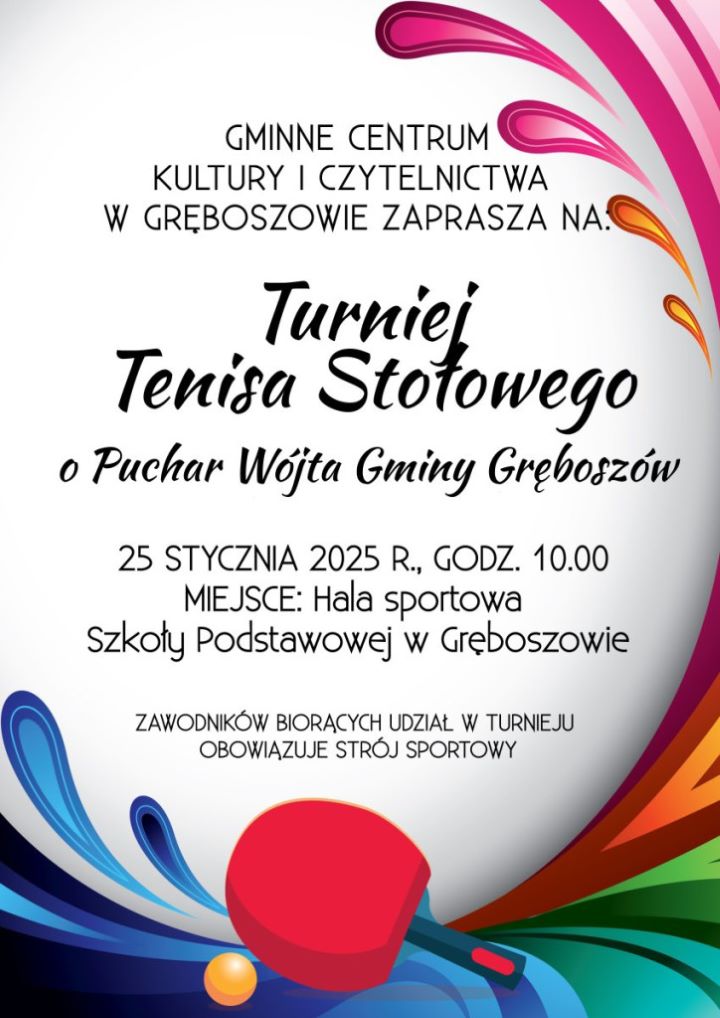 Plakat turniej tenisa stołowego