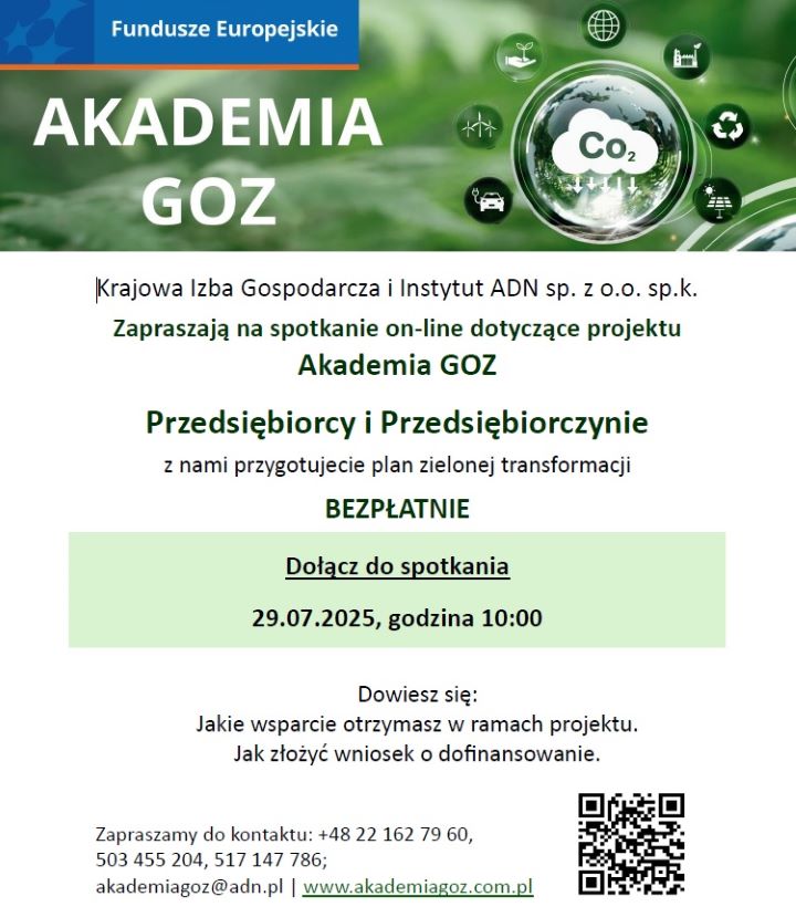 Plakat bezpłatne szkolenie Akademii GOZ