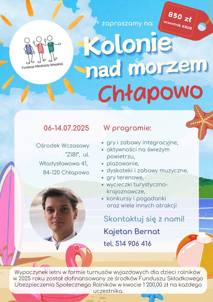 Plakat kolonie dla dzieci rolników