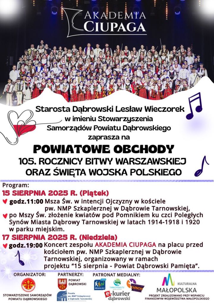 PLAKAT Akademia Ciupaga z wielkim koncertem w Dąbrowie Tarnowskiej