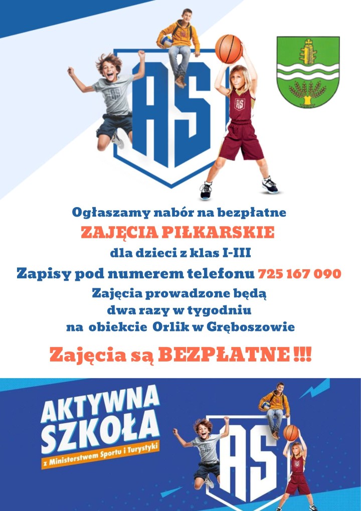 Plakat Bezpłatne zajęcia piłkarskie dla dzieci