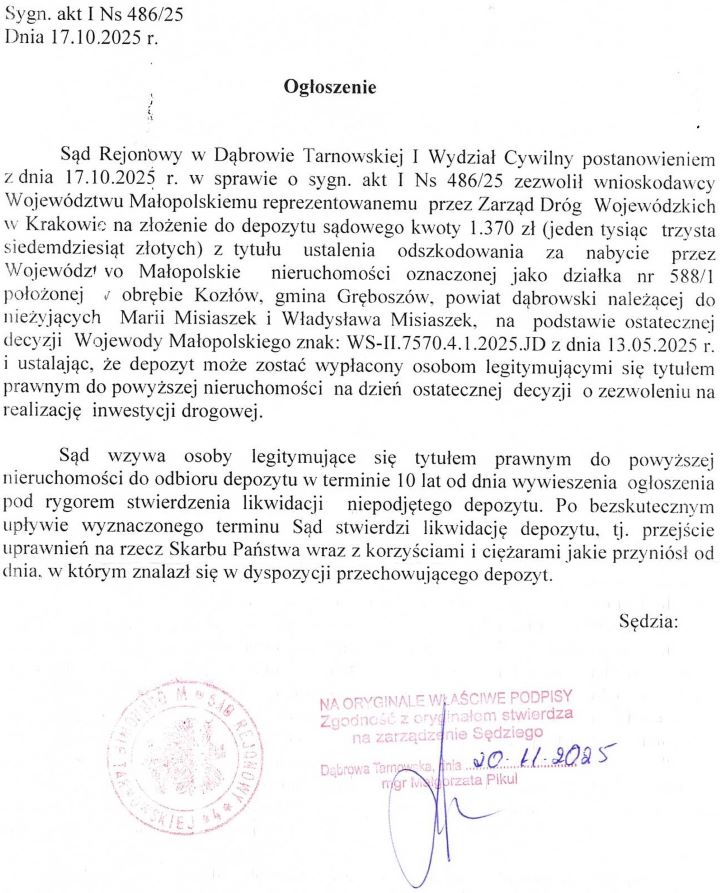 Ogłoszenie sądu