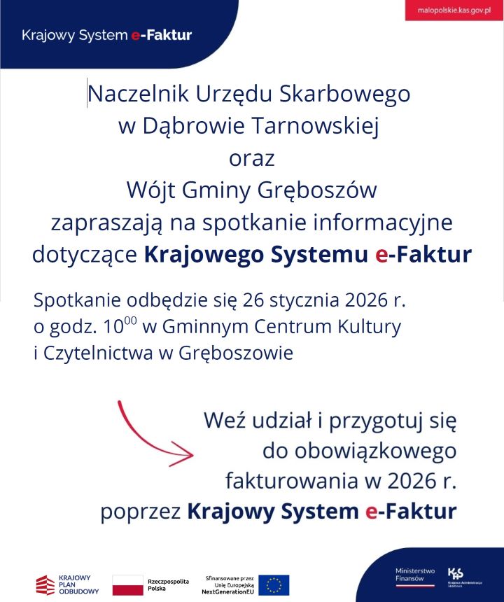 Plakat szkolenie w Gręboszowie z KSeF