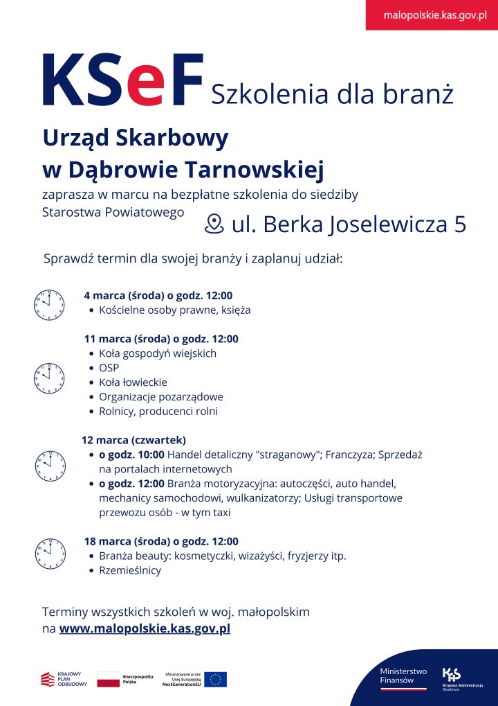 Plakat szkolenie z KSeF od 4 do 18 marca