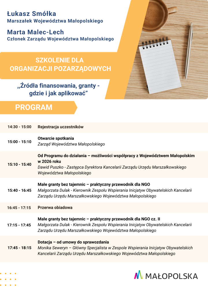 Plakat Bezpłatne szkolenia dla NGO